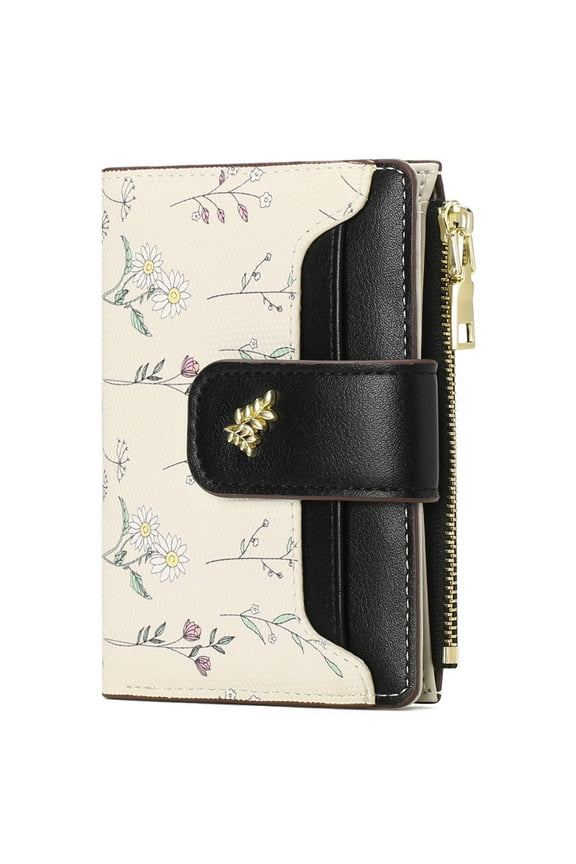 Small Wallet for Women Slim Bifold Leather Credit Card Holder Purse Zipper Pocket Coin Wallets with ID Window
