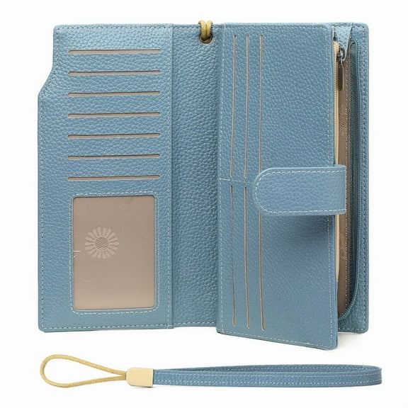 GAEKEAO Womens Wallets Large Capacity Leather Card Holder RFID Blocking Wristlet Clutch Long Travel Ladies Purse