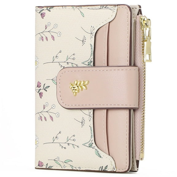 GAEKEAO Small Wallet for Women Slim Bifold Leather Credit Card Holder Purse Zipper Pocket Coin Wallets with ID Window