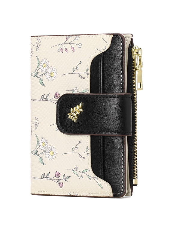 Small Wallet for Women Slim Bifold Leather Credit Card Holder Purse Zipper Pocket Coin Wallets with ID Window