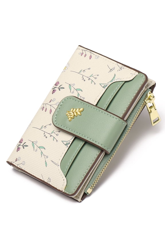 Small Wallets for Women RFID Blocking Leather Bifold Zipper Pocket Wallet Credit Card Holder with ID Window