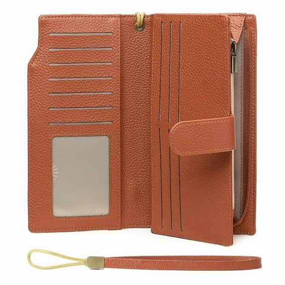 GAEKEAO Womens Wallets Large Capacity Leather Card Holder RFID Blocking Wristlet Clutch Long Travel Ladies Purse