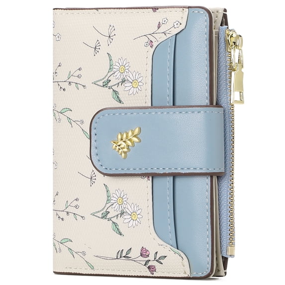 GAEKEAO Small Wallet for Women Slim Bifold Leather Credit Card Holder Purse Zipper Pocket Coin Wallets with ID Window