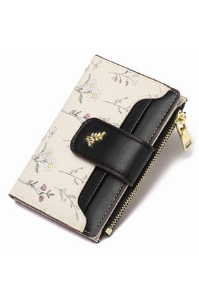 Small Wallet for Women Slim Bifold Leather Credit Card Holder Purse Zipper Pocket Coin Wallets with ID Window