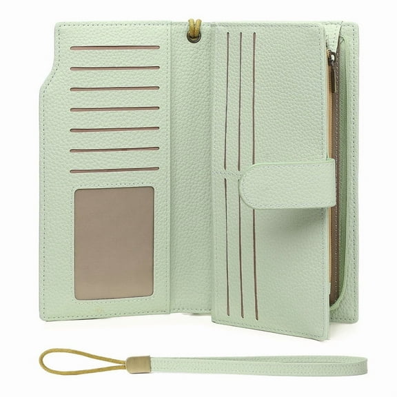 GAEKEAO Womens Wallets Large Capacity Leather Card Holder RFID Blocking Wristlet Clutch Long Travel Ladies Purse