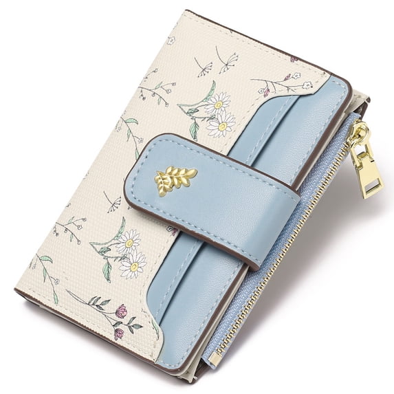 GAEKEAO Small Wallet for Women Slim Bifold Leather Credit Card Holder Purse Zipper Pocket Coin Wallets with ID Window