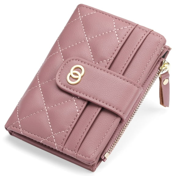 GAEKEAO Small Wallet for Women Slim Bifold Leather Credit Card Holder Wallets Zipper Pocket Coin Purse with ID Window