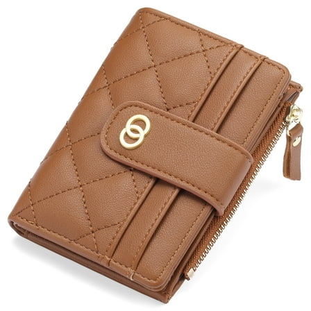 GAEKEAO Small Wallet for Women Slim Bifold Leather Credit Card Holder Wallets Zipper Pocket Coin Purse with ID Window