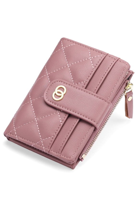 Small Wallet for Women Slim Bifold Leather Credit Card Holder Wallets Zipper Pocket Coin Purse with ID Window