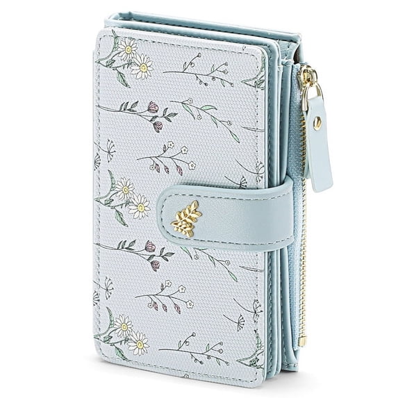 GAEKEAO Wallets for Women RFID Blocking Medium Bifold Ladies Wallet Leather Floral Card Holder Purse with Zipper Coin Pocket