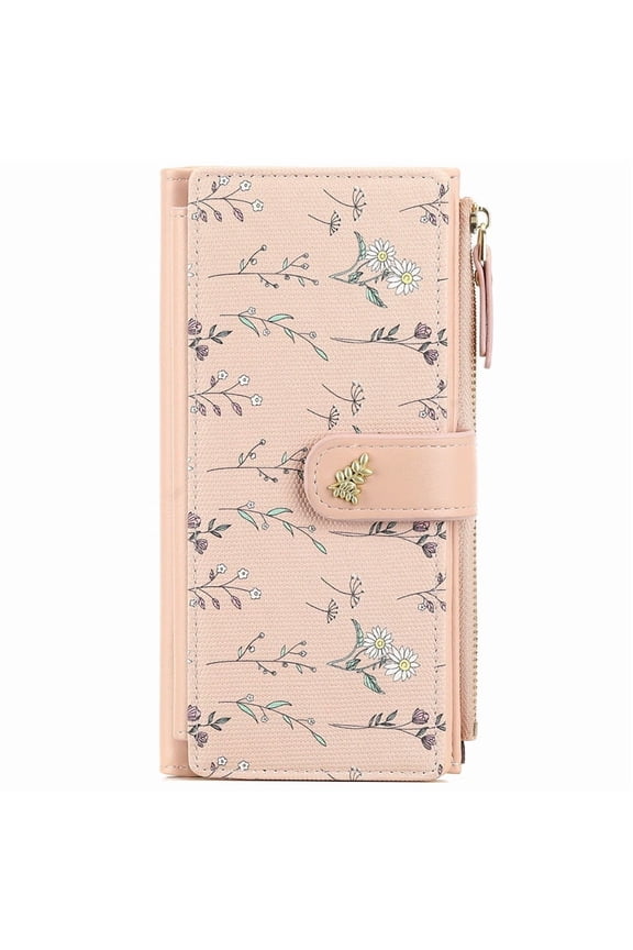Womens Wallet RFID Blocking Trifold Large Capacity Ladies Wallets Leather Floral Card Holder Multi Card Organizer