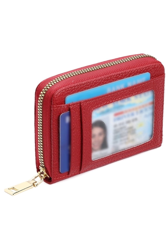 Credit Card Holder Wallet for Women RFID Blocking Small Genuine Leather Card Case with Coin Pocket ID Window