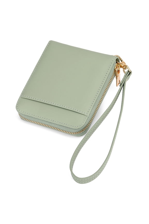 Womens Wallet RFID Blocking Zip Around Wristlet Wallet Vegan Leather Card Holder Purse with Change Pocket