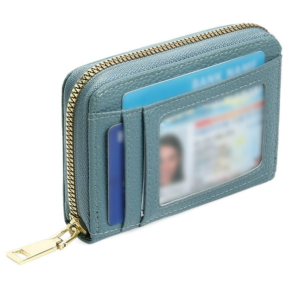 GAEKEAO Credit Card Holder Wallet for Women RFID Blocking Small Genuine Leather Card Case with Coin Pocket ID Window
