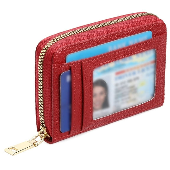 GAEKEAO Credit Card Holder Wallet for Women RFID Blocking Small Genuine Leather Card Case with Coin Pocket ID Window