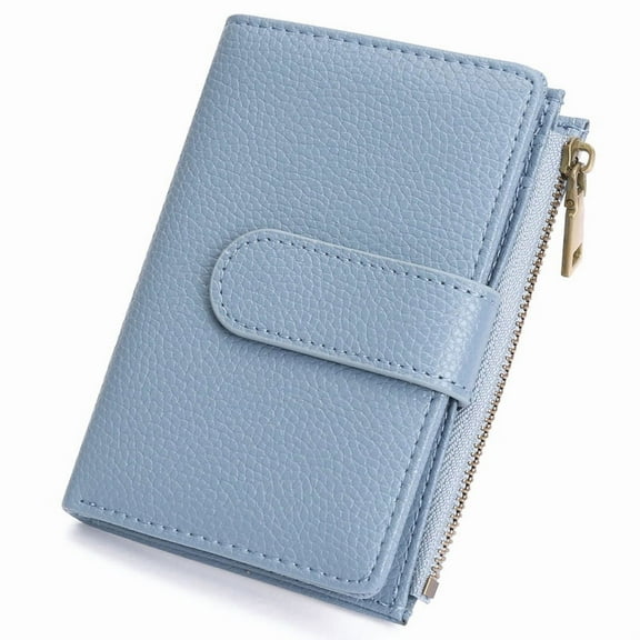 GAEKEAO Small Wallets for Women Leather RFID Blocking Bifold Zipper Pocket Wallet Card Case Purse with ID Window