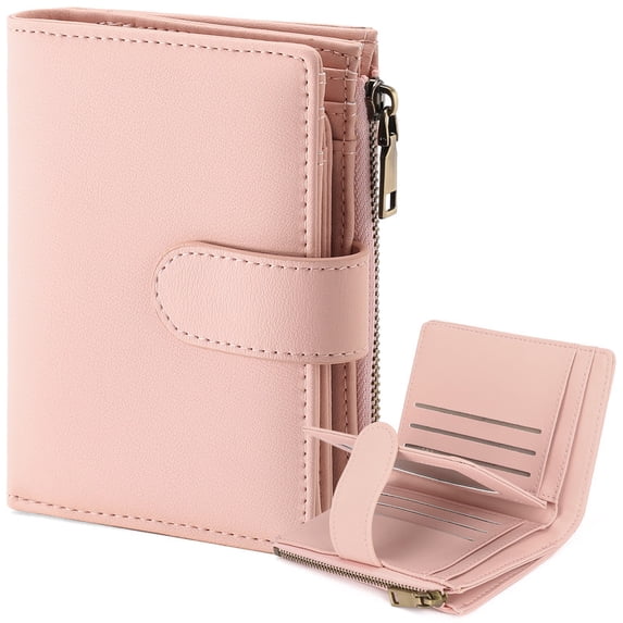 GAEKEAO Wallets for Women Small Vegan Leather RFID Blocking Bifold Zipper Pocket Wallet Card Case Purse with ID Window