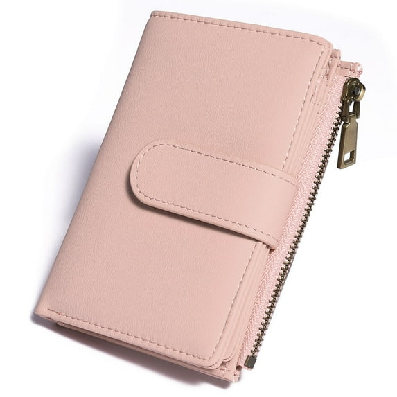 GAEKEAO Small Wallets for Women Leather RFID Blocking Bifold Zipper Pocket Wallet Card Case Purse with ID Window