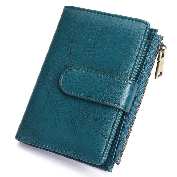 GAEKEAO Small Wallets for Women Leather RFID Blocking Bifold Zipper Pocket Wallet Card Case Purse with ID Window