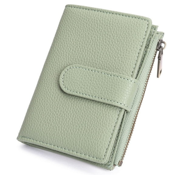 GAEKEAO Small Wallets for Women Leather RFID Blocking Bifold Zipper Pocket Wallet Card Case Purse with ID Window