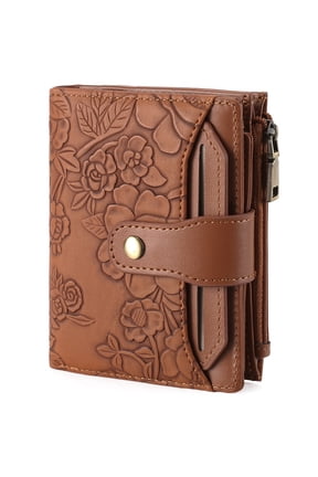 Wallet for Women RFID Blocking Vegan Leather Bifold Card Holder Compact Zipper Pocket Wallets with 4 ID Windows