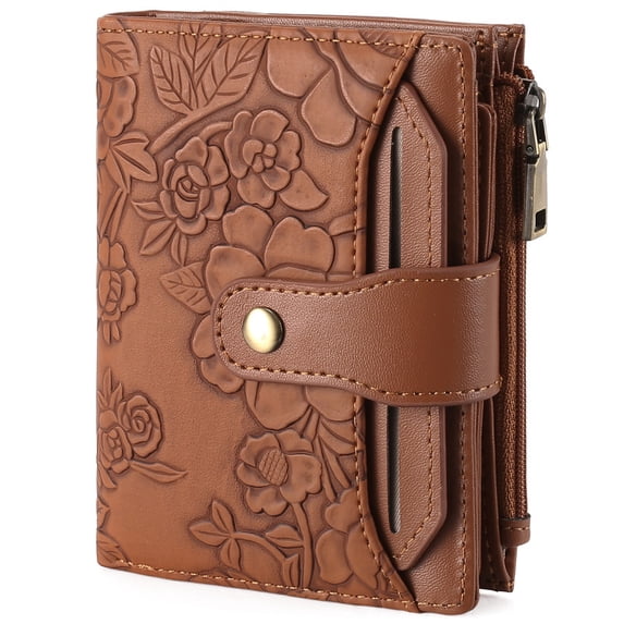 GAEKEAO Wallet for Women RFID Blocking Vegan Leather Bifold Card Holder Compact Zipper Pocket Wallets with 4 ID Windows