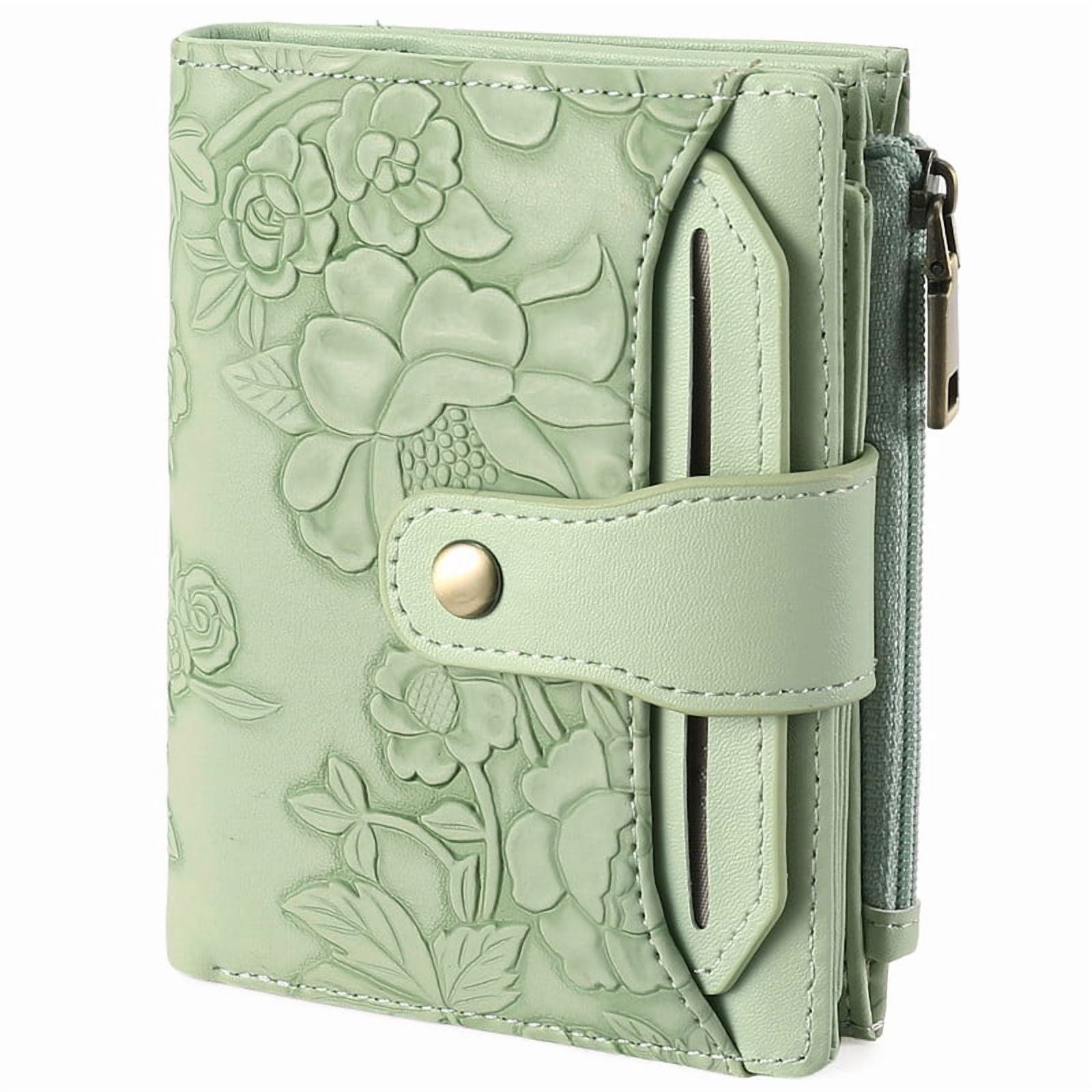 GAEKEAO Wallet for Women RFID Blocking Vegan Leather Bifold Card Holder Compact Zipper Pocket Wallets with 4 ID Windows