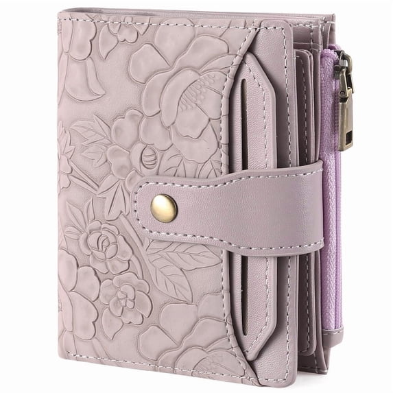 GAEKEAO Wallet for Women RFID Blocking Vegan Leather Bifold Card Holder Compact Zipper Pocket Wallets with 4 ID Windows