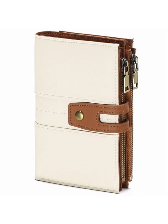 Women’s RFID Blocking Leather Trifold Wallet with Multiple Card Slots and ID Window