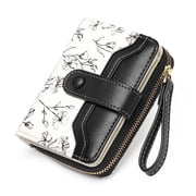 GAEKEAO Small Women Wallet Leather RFID Blocking Bifold Zipper Pocket Credit Card Holder Purse with ID Window