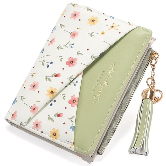 GAEKEAO Small Womens Wallet RFID Blocking Bifold Card Holder Tassel Vegan Leather Wallets Cute Pattern with Zipper Pocket