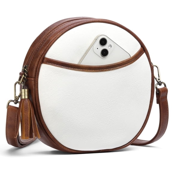 GAEKEAO Crossbody Bags for Women Vegan Leather Circle Cross Body Shoulder Purses with Adjustable Straps