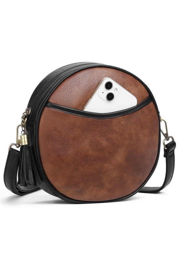 Crossbody Bags for Women Vegan Leather Circle Cross Body Shoulder Purses with Adjustable Straps
