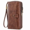 thumbnail image 1 of GAEKEAO Womens Wallet Large Capacity Double Zipper Ladies Card Phone Holder RFID Blocking Leather Clutch Wristlet Grip Strap, 1 of 12