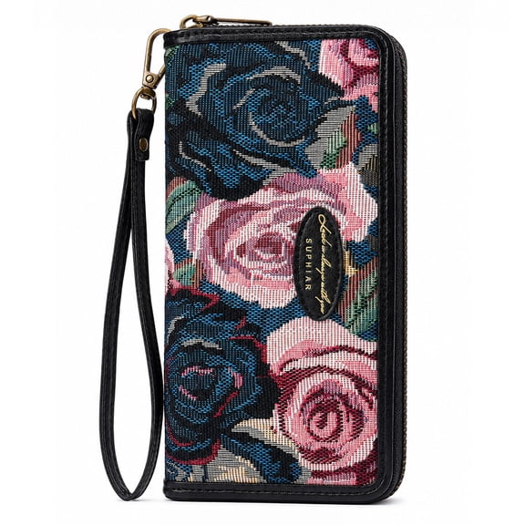 GAEKEAO Womens Wallet RFID Blocking Zip Around Wristlet Wallets Leather Long Wallet 12 Card Slots Coin Pocket