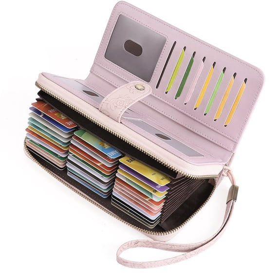 GAEKEAO Credit Card Holder Wallet for Women RFID Blocking Wallets Vegan Leather Large Capacity Zipper Card Case Organizer