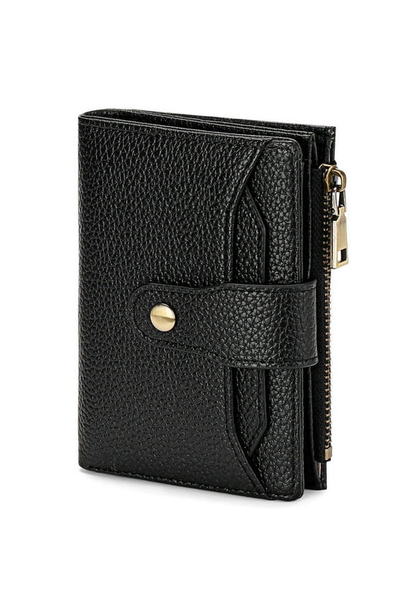 Small Wallets Woman RFID Blocking Leather Bifold Card Holder Wallets with Zipper Pocket Removable ID Window