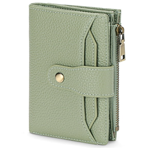 GAEKEAO Small Wallets Woman RFID Blocking Leather Bifold Card Holder Wallets with Zipper Pocket Removable ID Window
