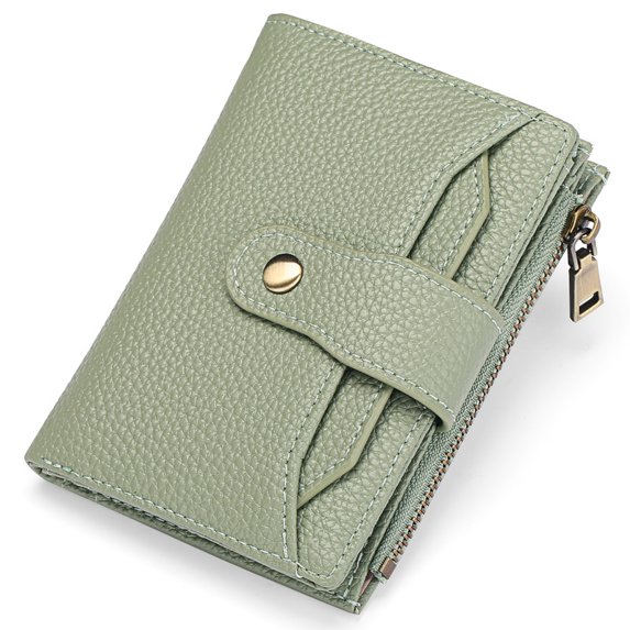 GAEKEAO Small Leather Wallet for Women RFID Blocking Bifold Wallet with Zipper Pocket