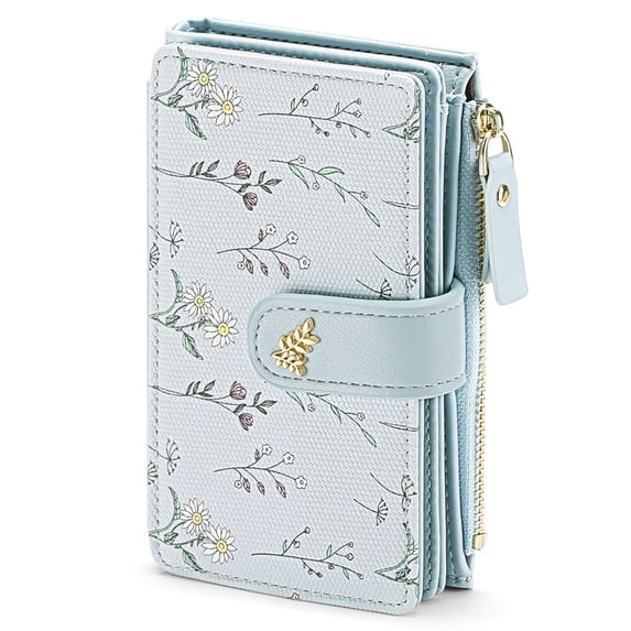 GAEKEAO Wallets for Women RFID Blocking Medium Bifold Ladies Wallet Leather Floral Card Holder Purse with Zipper Coin Pocket