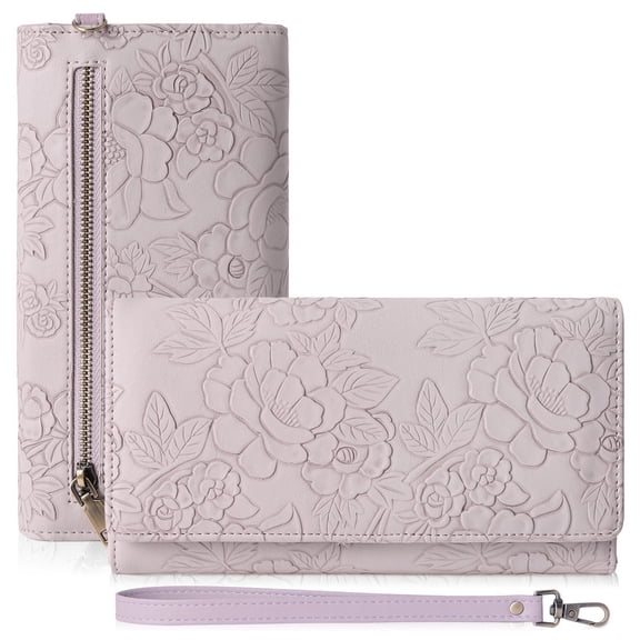 GAEKEAO Women’s Trifold Wallet Rfid Blocking Vegan Leather Wristlet with 3 ID Windows