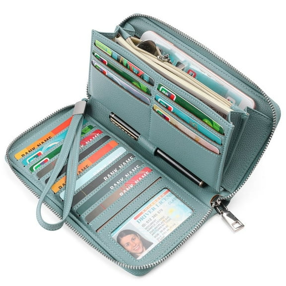 GAEKEAO Women for Wallets Leather RFID Blocking Bifold Zipper Women Wallets Card Case Purse with ID Window，Gift Box