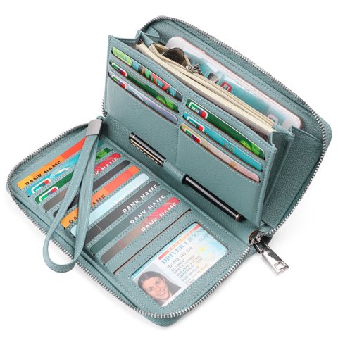 Women for Wallets Leather RFID Blocking Bifold Zipper Women Wallets Card Case Purse with ID Window,Gift Box