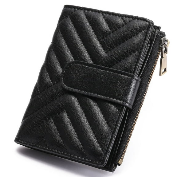 GAEKEAO Small Wallets for Women Leather RFID Blocking Bifold Zipper Pocket Wallet Card Case Purse with ID Window