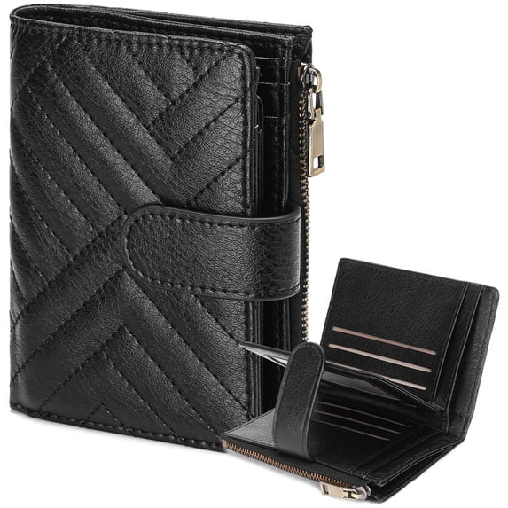 GAEKEAO Wallets for Women Small Vegan Leather RFID Blocking Bifold Zipper Pocket Wallet Card Case Purse with ID Window