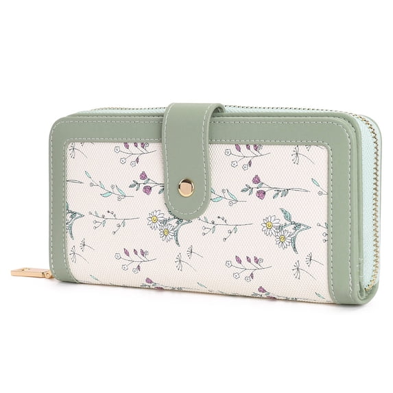 GAEKEAO Women's wallet Large Leather Purse RFID Card Holder with 14 card slots and zip large compartment