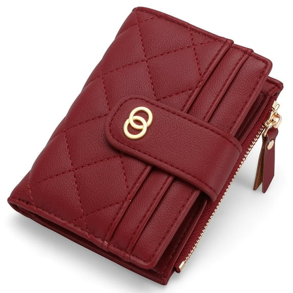 GAEKEAO Small Wallet for Women Slim Bifold Leather Credit Card Holder Wallets Zipper Pocket Coin Purse with ID Window