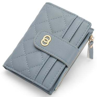 GAEKEAO Women's Slim Leather Bifold Wallet with Zipper Pocket and ID Window