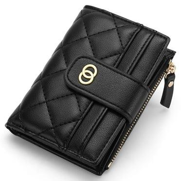 GAEKEAO Women's Slim Leather Bifold Wallet with Zipper Pocket and ID Window