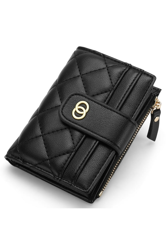 Small Wallet for Women Slim Bifold Leather Credit Card Holder Wallets Zipper Pocket Coin Purse with ID Window